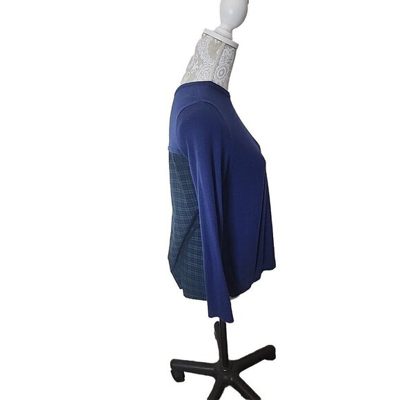 Vineyard Vines Sweater Navy Plaid Merino Wool Blend Mixed Media Women's XS - Picture 5 of 8